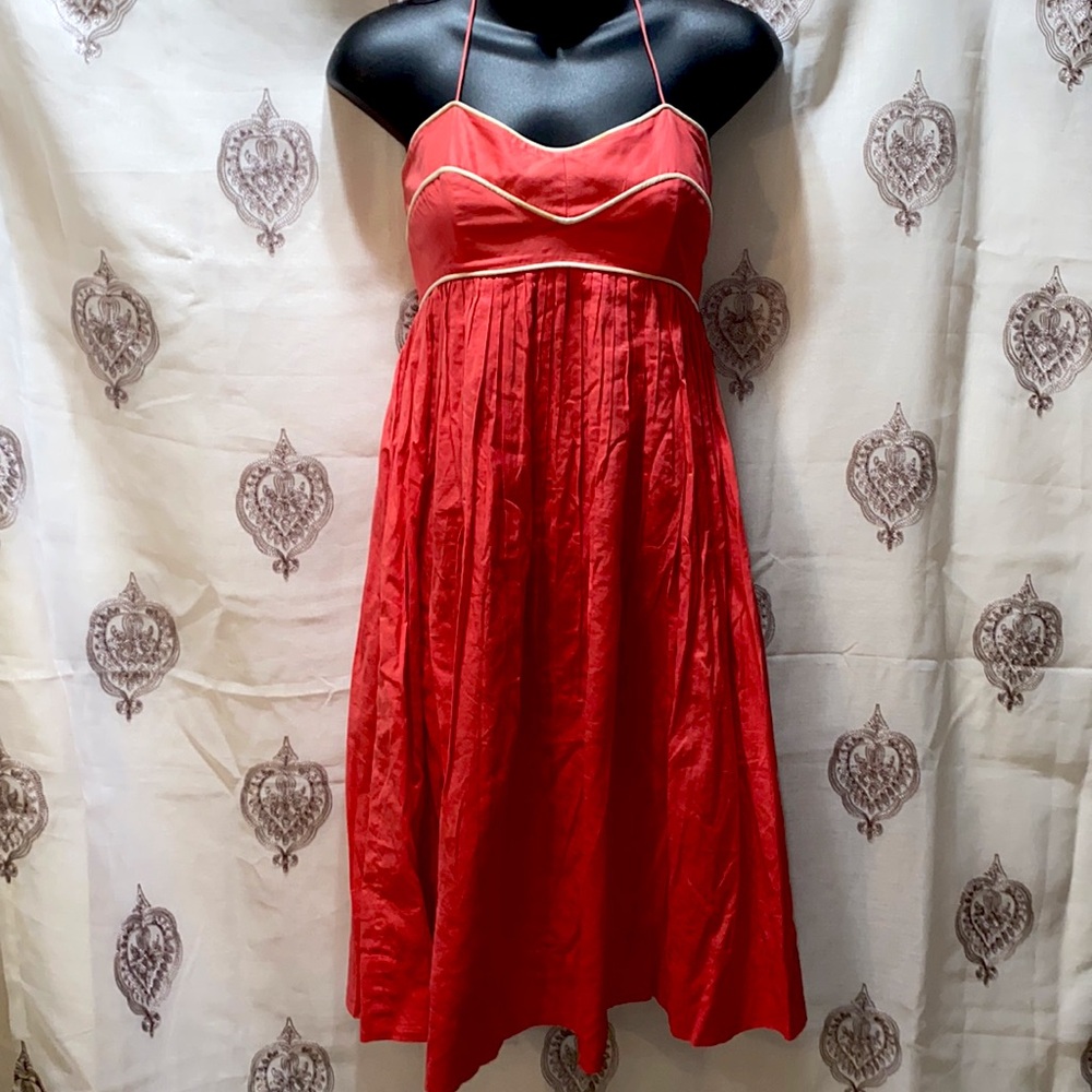 FOLEY DEEP ROSE SLEEVELESS STRAPPY PLEATED SUMMER DRESS SZ S